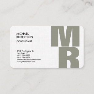 Linen Bold Monogram Plain Trendig Minimalist Moder Visitkort