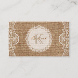 Linen Burlap White Snöre Monogram personlig kontak Visitkort