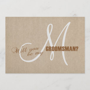 Linen Canvas Bröllop ska vara min Groomsman Inbjud Inbjudningar