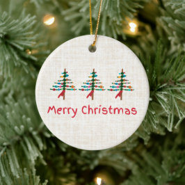 Linen Crafted Christmas Trees – Cute rustic Xmas Julgransprydnad Keramik