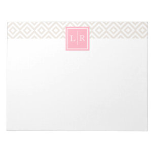 Linen Diamonds Mönster och Monogram Anteckningsblock