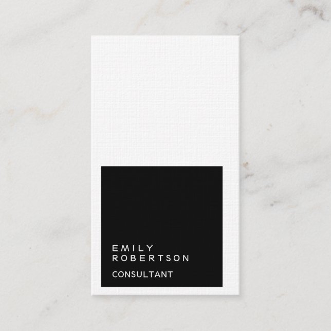 Linen enkel svart och vit, modern, minimalistisk,  visitkort (Framsida)