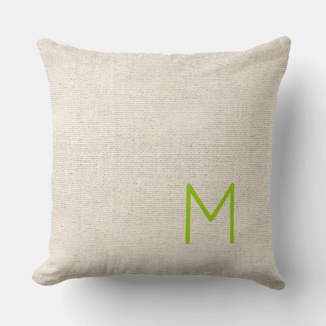 Linen Fabric Monogram INITIAL Family NAMN Chic Kudde (Framsida)