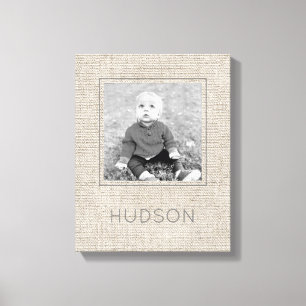 Linen Fabric Sweet Photo Namn Timless Keepsaké Canvastryck