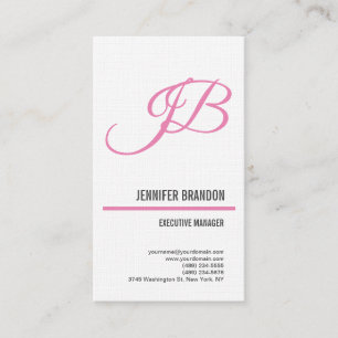 Linen Feminine Handskrift Monogram Minimalist Visitkort