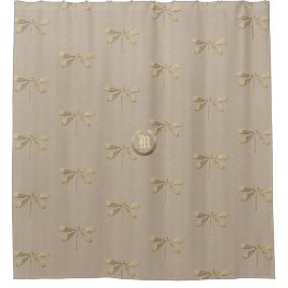 Linen Guld Dragonfly Monogram Mönster