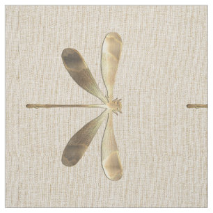 Linen Guld Dragonfly Mönster Tyg
