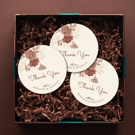 Linen guld glitter blommigt Bröllopsförmån Runt Klistermärke