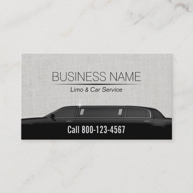 Linen i Limousine Limo & Car Service Visitkort (Framsida)