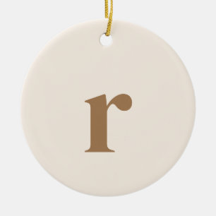 Linen Initial Brev   Minimalistisk Trendig Julgransprydnad Keramik
