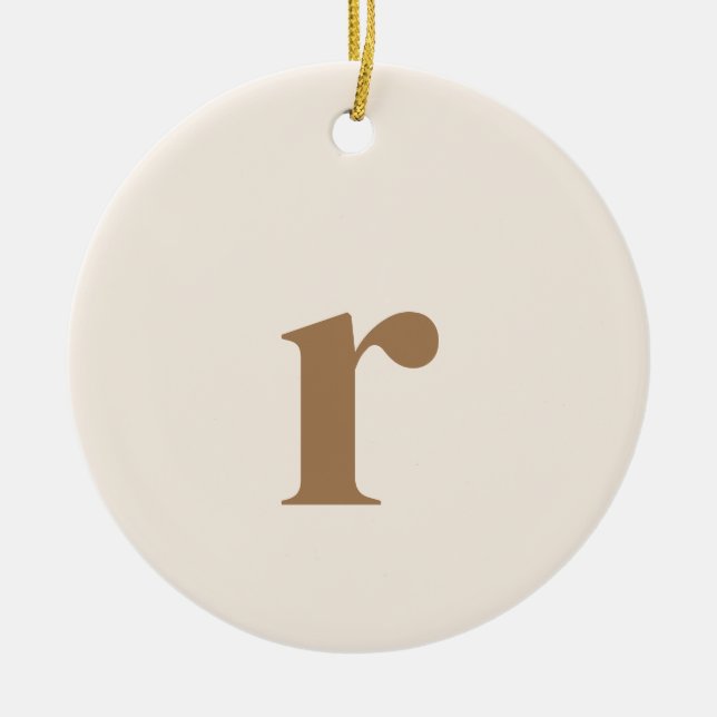 Linen Initial Brev | Minimalistisk Trendig Julgransprydnad Keramik (Framsidan)