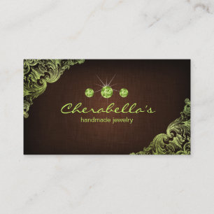 Linen Jewelry Affärskort Chocolate Brown Lime Visitkort