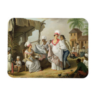 Linen Market, Roseau, Dominica, c.1780 (olja på bu Magnet