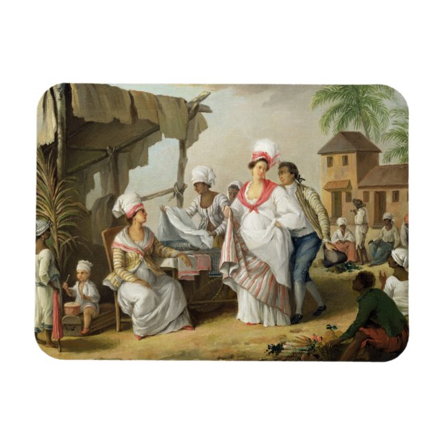 Linen Market, Roseau, Dominica, c.1780 (olja på bu Magnet (Horisontell)