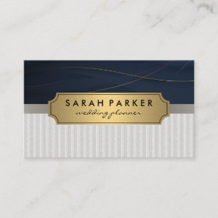Linen Metallic Guld Blue Visitkort