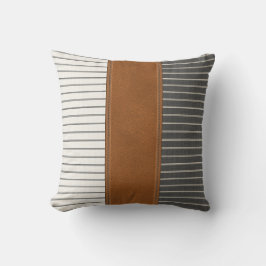 Linen Minimal bondgård i läderremsan Kudde