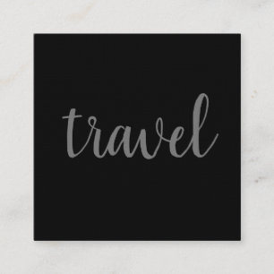 Linen Minimalist Black Modern Plain Travel Agent Fyrkantigt Visitkort