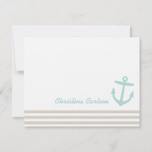 Linen & Mint Nautical Rand & Anchor Stationery Anteckningskort
