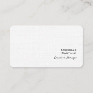 Linen Modern Minimalist Plain White Visitkort