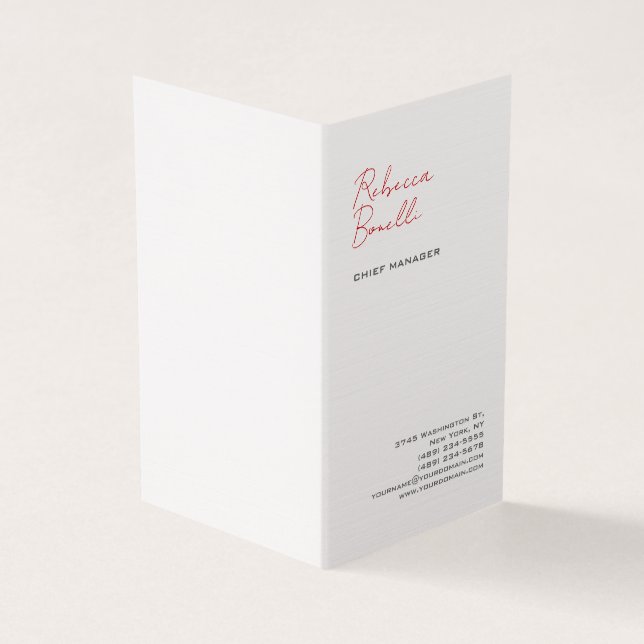 Linen Modern Minimalist Professionell Calligraphy Visitkort (Utsida)