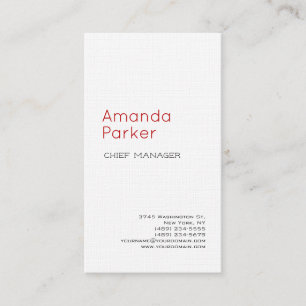 Linen Modern Minimalist Professionell Plain White Visitkort