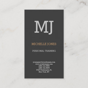Linen Modern Plain Monogram Grått Personal Trainer Visitkort