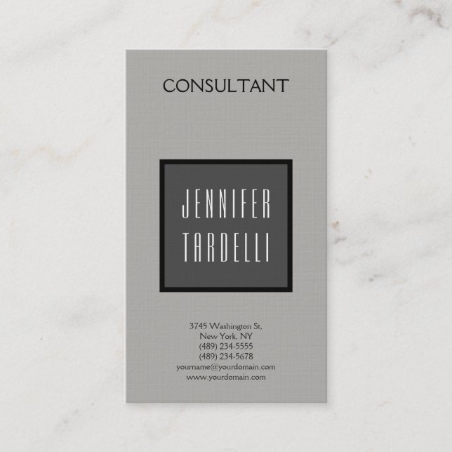 Linen Modern Professionell Grått Background Elegan Visitkort (Framsida)