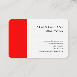 Linen Modern Red White Professionell Minimalist Visitkort