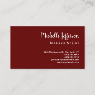 Linen Mörk Red Minimalist Makeup Artist Classist Visitkort