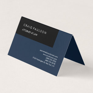 Linen Navy Blue Black Elegant Plain Professionell Visitkort