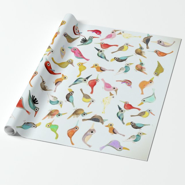 Linen Papper Birds Presentpapper (Utrullad)