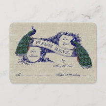 Linen Peacocks Rustic Bröllop OSA Cards