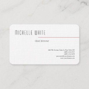 Linen Plain Elegant White Professionell Modern Visitkort