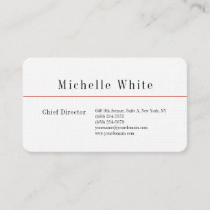 Linen Plain Elegant White Professionell Modern Visitkort