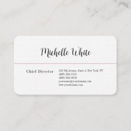 Linen Plain Elegant White Professionell Modern Visitkort