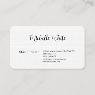 Linen Plain Elegant White Professionell Modern Visitkort