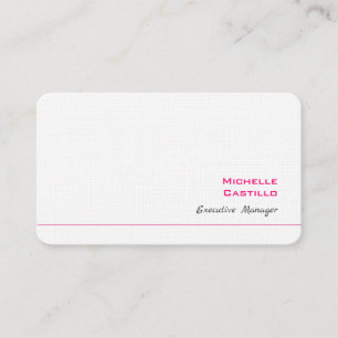 Linen Plain Feminine Minimalist Rosa White Visitkort