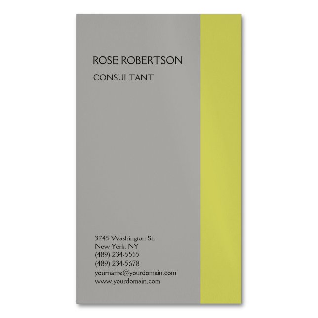 Linen Plain Grått Modern Minimalist Professionell Magnetiska Visitkort (Framsida vertikal)