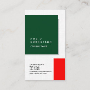 Linen Plain Grönt Red White Modern Minimalist Visitkort