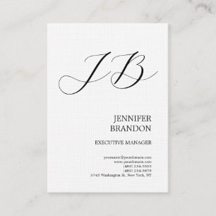 Linen Plain Handwrite Monogram minimalist Visitkort