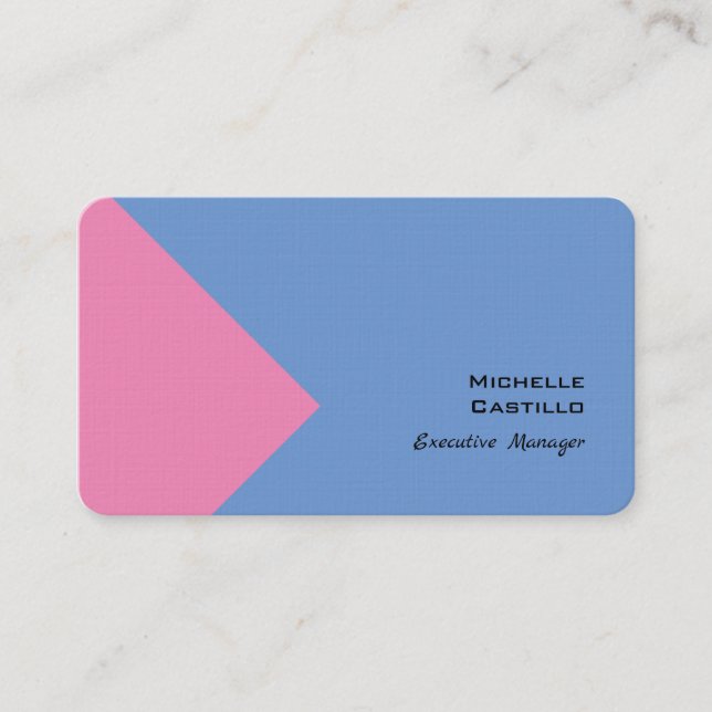 Linen Plain Minimalist Rosa Blue Visitkort (Framsida)