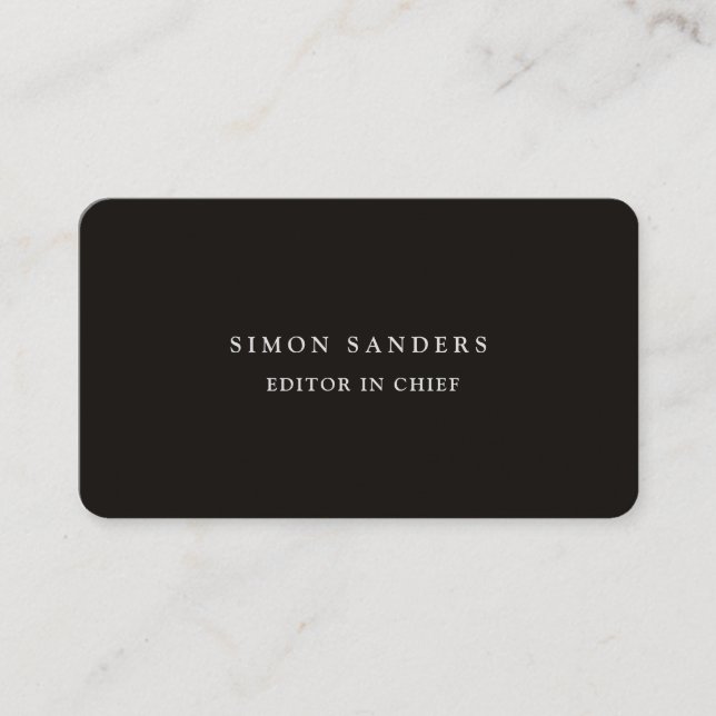 Linen Plain Unik Minimalist Smoky Black Visitkort (Framsida)