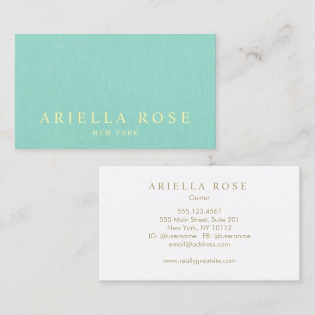 Linen-Professionell för enkel Elegant Visitkort (Fram/baksida)