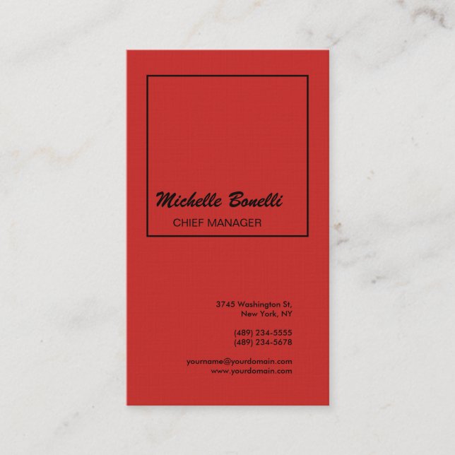 Linen Professionell Minimalist Modern Red Visitkort (Framsida)