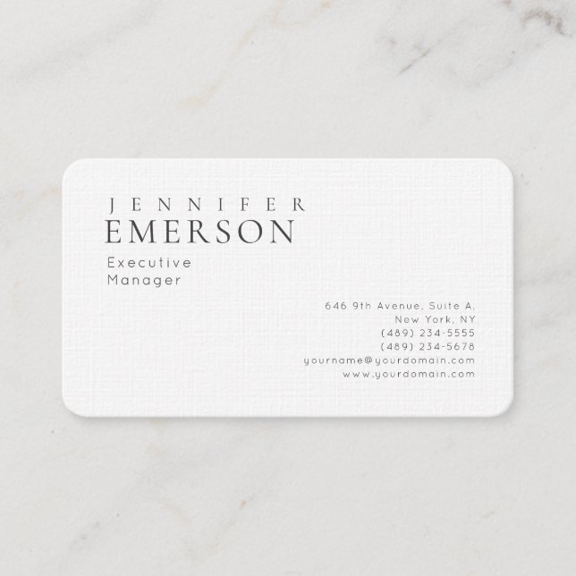 Linen professionell minimalistisk modern enkel  visitkort (Framsida)