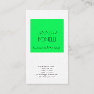 Linen professionell minimalistisk modern grönt vit visitkort