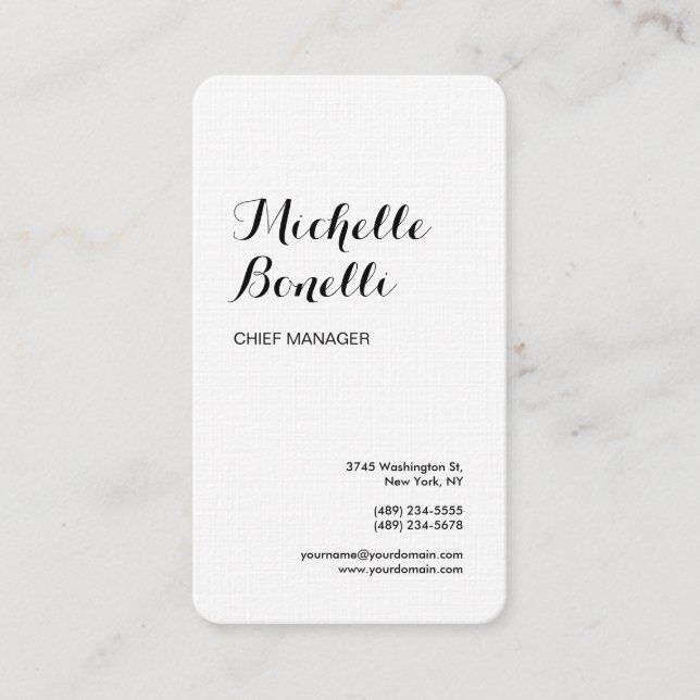 Linen Professionell - minimalistisk svart, vit mod Visitkort (Framsida)