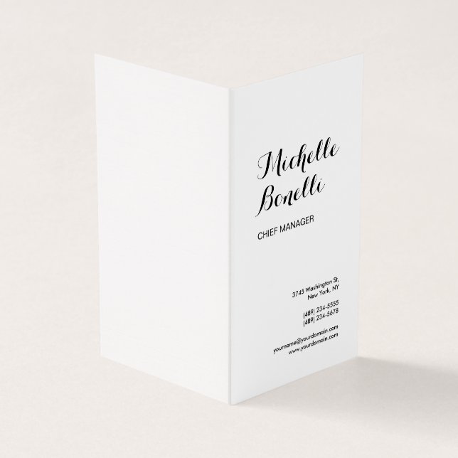 Linen Professionell - minimalistisk svart, vit mod Visitkort (Utsida)