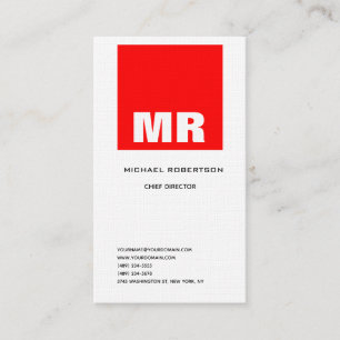 Linen Professionell Monogram Black White Red Plain Visitkort