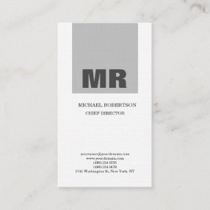 Linen Professionell Monogram Grått & White Plain Visitkort